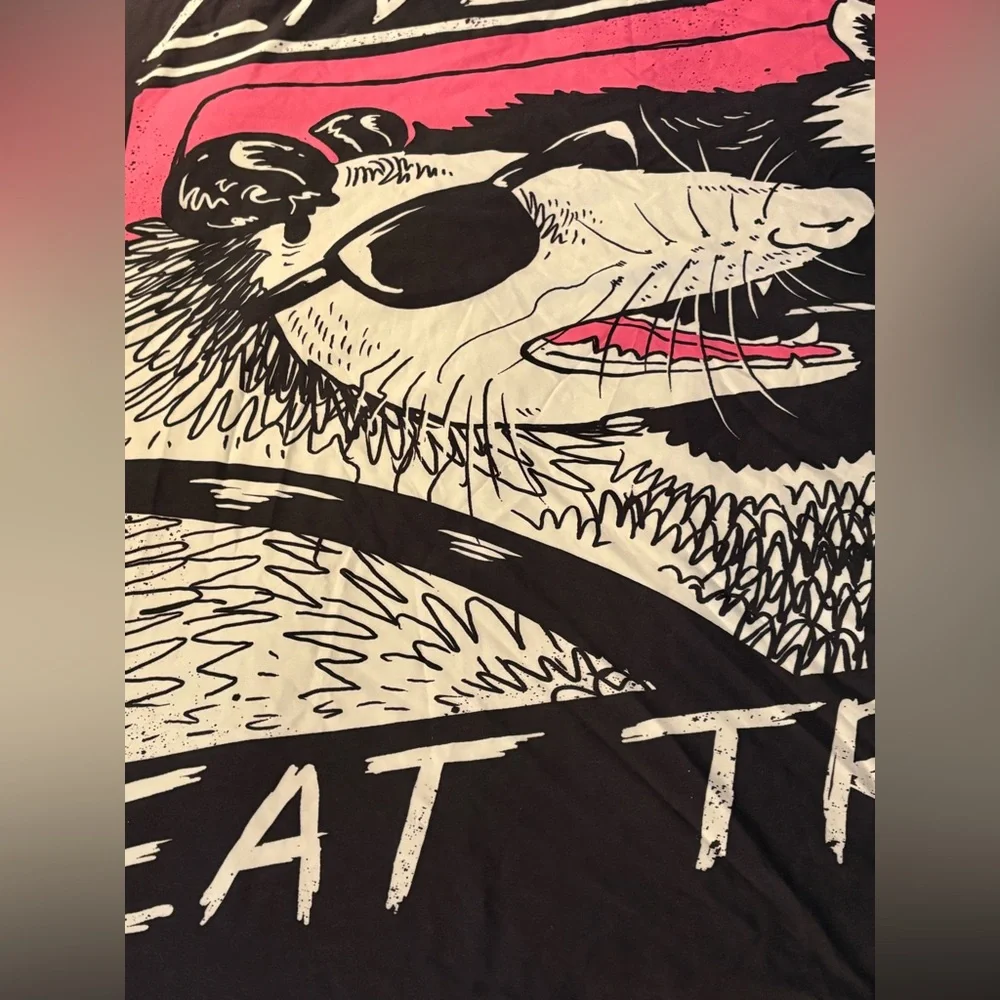Raccoon and Opossum Large Wall Tapestry Live Fast Eat Trash